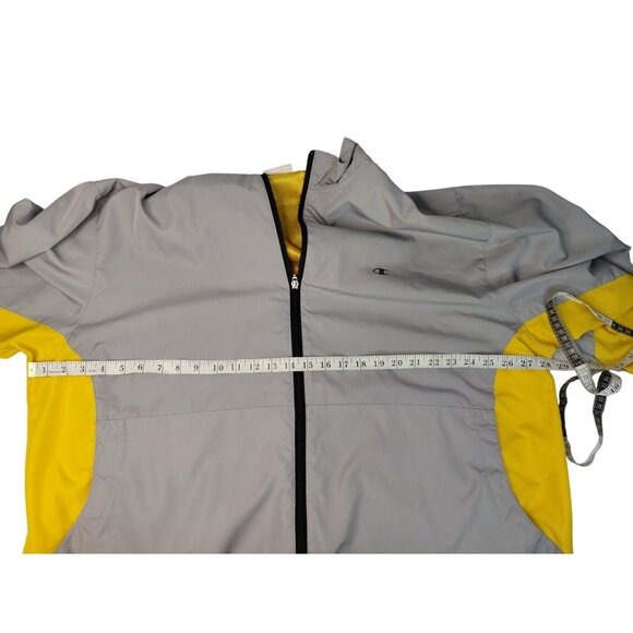 Champion Mens XXL Windbreaker Jacket Gray & Yellow - Picture 6 of 14